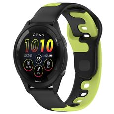 Per cinturino in silicone bicolore Garmin Forerunner 265 da 22 mm (nero + verde)