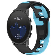 Per cinturino in silicone bicolore SUUNTO 9 Peak Pro da 22 mm (nero + blu)