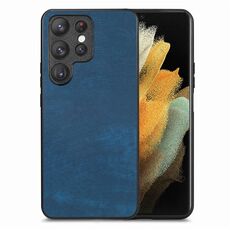 Per Samsung Galaxy S21 Ultra 5G Custodia per telefono con cover posteriore per PC in pelle vintage (blu)