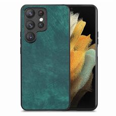 Per Samsung Galaxy S21 Ultra 5G Custodia per telefono con cover posteriore per PC in pelle vintage (verde)