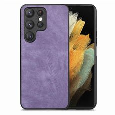 Per Samsung Galaxy S21 Ultra 5G Custodia per telefono con cover posteriore per PC in pelle vintage (viola)