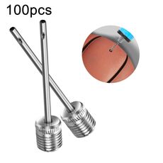 Aghi per pompa a sfera in acciaio inossidabile da 100 pezzi/borsa per palloni da calcio, basket, pallavolo, rugby