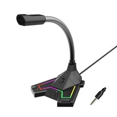 Microfono RGB Microfono per video vocale dal vivo per giochi domestici, interfaccia: 3,5 mm (nero)