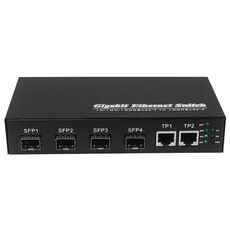Switch in fibra ottica con 2 porte RJ45 10/100/1000 e 4 porte SFP da 1000 M