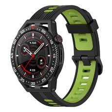Per Huawei Watch GT 3 SE 22mm Cinturino in silicone a strisce bicolore (nero verde lime)
