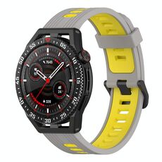 Per Huawei Watch GT 3 SE 22mm Cinturino in silicone a strisce bicolore (grigio giallo)