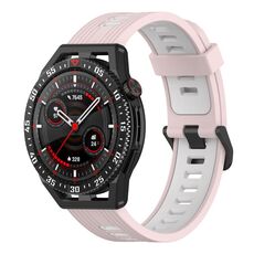 Per Huawei Watch GT 3 SE 22mm Cinturino in silicone a strisce bicolore (sabbia rosa bianco)