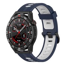 Per Huawei Watch GT 3 SE 22mm cinturino in silicone a strisce bicolore (blu notte bianco)