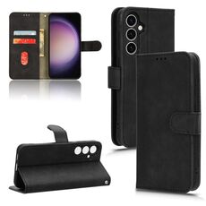 Per Samsung Galaxy S23 FE 5G Custodia per telefono in pelle con vibrazione magnetica Skin Feel (nera)