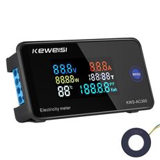 KWS-AC300-100A Voltmetro di corrente digitale CA 50-300 V con trasformatore chiuso (nero)