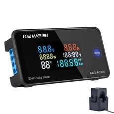 KWS-AC300-100A Voltmetro di corrente digitale CA 50-300 V con trasformatore di apertura (nero)