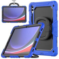 Per Samsung Galaxy S9+ Custodia per tablet PC ibrida in silicone tipo D con supporto per maniglia (blu)