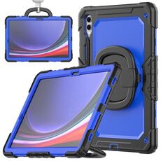 Per Samsung Galaxy S9+ Custodia per tablet PC ibrida in silicone tipo D con supporto per maniglia (PC blu)