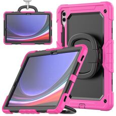 Custodia per tablet PC ibrida in silicone tipo D per Samsung Galaxy S9+ con supporto per maniglia (rosa rosso)