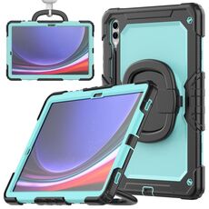 Per Samsung Galaxy S9+ Custodia per tablet PC ibrida in silicone tipo D con supporto per maniglia (PC azzurro)