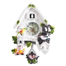 YD208 Cucù a forma di cartone animato che racconta l'ora Orologio da parete decorativo Orologio da soggiorno vintage (bianco)