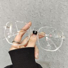 Occhiali da vista retro anti-luce blu con montatura leggera e poligonale per occhiali con lenti piatte (bianco trasparente)