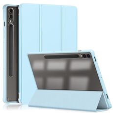Per Samsung Galaxy Tab S9+ Custodia per tablet in pelle intelligente 3 pieghevoli in acrilico (blu cielo)