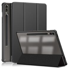 Per Samsung Galaxy Tab S9+ Custodia per tablet in pelle intelligente 3 pieghevoli in acrilico (nera)