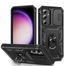 Per Samsung Galaxy S23 FE 5G Custodia scorrevole Camshield TPU + PC con supporto (nero)