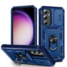 Per Samsung Galaxy S23 FE 5G Custodia scorrevole Camshield TPU + PC con supporto (blu)