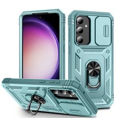 Per Samsung Galaxy S23 FE 5G Custodia scorrevole Camshield TPU + PC con supporto (verde)