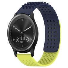 Per GarminMove Trend cinturino in silicone traspirante con punti 3D con fori da 20 mm (blu notte + verde lime)