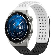 Per Huawei Watch GT3 Pro 43mm 20mm Fori Cinturino in silicone traspirante con punti 3D (bianco + nero)