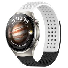 Per Huawei Watch 4 Pro Cinturino in silicone traspirante con punti 3D da 22 mm (bianco + nero)