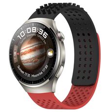 Per Huawei Watch 4 Pro Cinturino in silicone traspirante con punti 3D da 22 mm (nero + rosso)