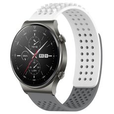 Per Huawei GT2 Pro Cinturino in silicone traspirante con fori da 22 mm e puntini 3D (bianco + grigio)