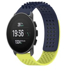 Per SUUNTO 9 Peak Pro cinturino in silicone traspirante con punti 3D con fori da 22 mm (blu notte + verde lime)