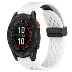Per cinturino in silicone con foro per fibbia pieghevole Garmin Fenix 7S Pro 42mm 20mm (bianco)