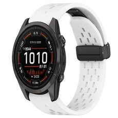 Per cinturino in silicone Garmin Epix Pro 42mm 20mm con foro fibbia pieghevole (bianco)