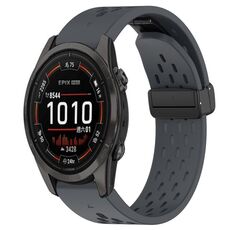 Per cinturino in silicone Garmin Epix Pro 42mm 20mm con foro fibbia pieghevole (grigio scuro)