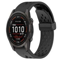 Per cinturino in silicone Garmin Epix Pro 42mm 20mm con foro fibbia pieghevole (nero)