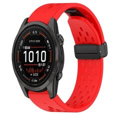 Per cinturino in silicone Garmin Epix Pro 42 mm 20 mm con foro fibbia pieghevole (rosso)