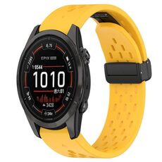 Per cinturino in silicone Garmin Epix Pro 42mm 20mm con foro fibbia pieghevole (giallo)