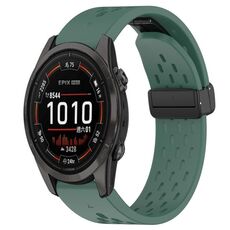 Per cinturino in silicone Garmin Epix Pro 42mm 20mm con foro fibbia pieghevole (verde scuro)
