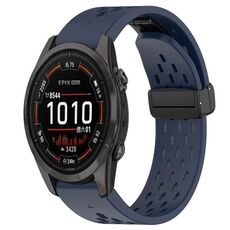 Per cinturino in silicone Garmin Epix Pro 42mm 20mm con foro fibbia pieghevole (blu notte)