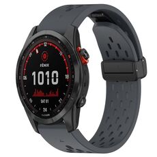 Per cinturino in silicone Garmin Fenix 7S Solar da 20 mm con foro per fibbia pieghevole (grigio scuro)