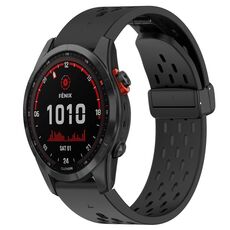 Per cinturino in silicone Garmin Fenix 7S Solar da 20 mm con foro per fibbia pieghevole (nero)