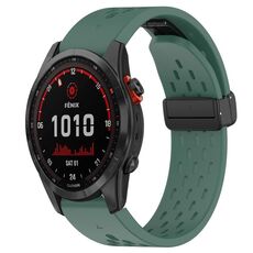 Per cinturino in silicone Garmin Fenix 7S Solar da 20 mm con foro per fibbia pieghevole (verde scuro)