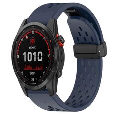 Per cinturino in silicone Garmin Fenix 7S Solar da 20 mm con foro per fibbia pieghevole (blu notte)