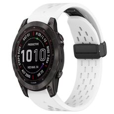 Per cinturino in silicone Garmin Fenix 7S Sapphire Solar da 20 mm con foro per fibbia pieghevole (bianco)