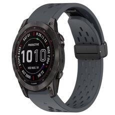 Per cinturino in silicone Garmin Fenix 7S Sapphire Solar da 20 mm con foro per fibbia pieghevole (grigio scuro)