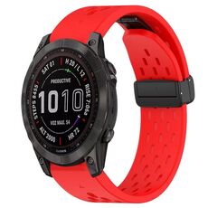 Per cinturino in silicone Garmin Fenix 7S Sapphire Solar da 20 mm con foro per fibbia pieghevole (rosso)