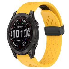 Per cinturino in silicone Garmin Fenix 7S Sapphire Solar da 20 mm con foro per fibbia pieghevole (giallo)