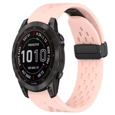 Per cinturino in silicone Garmin Fenix 7S Sapphire Solar da 20 mm con foro per fibbia pieghevole (rosa)