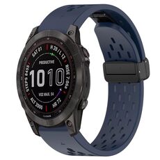 Per cinturino in silicone Garmin Fenix 7S Sapphire Solar da 20 mm con foro per fibbia pieghevole (blu notte)
